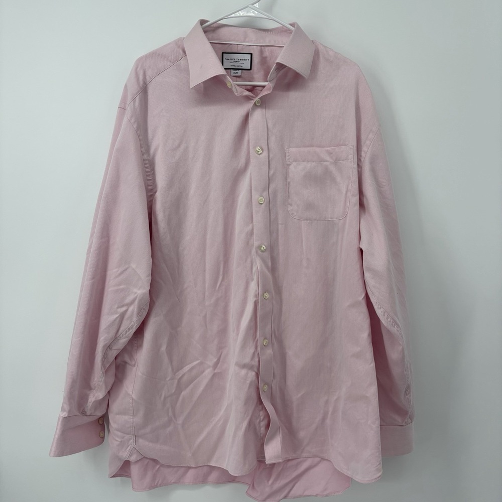 Charles Tyrwhitt‎ Mens Shirt 18/36 Pink Button Up Classic Fit Egyptian Cotton